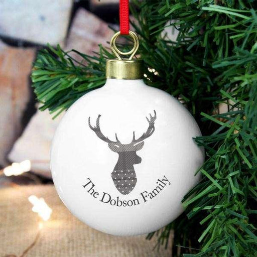 Personalised Highland Stag Bauble - Myhappymoments.co.uk