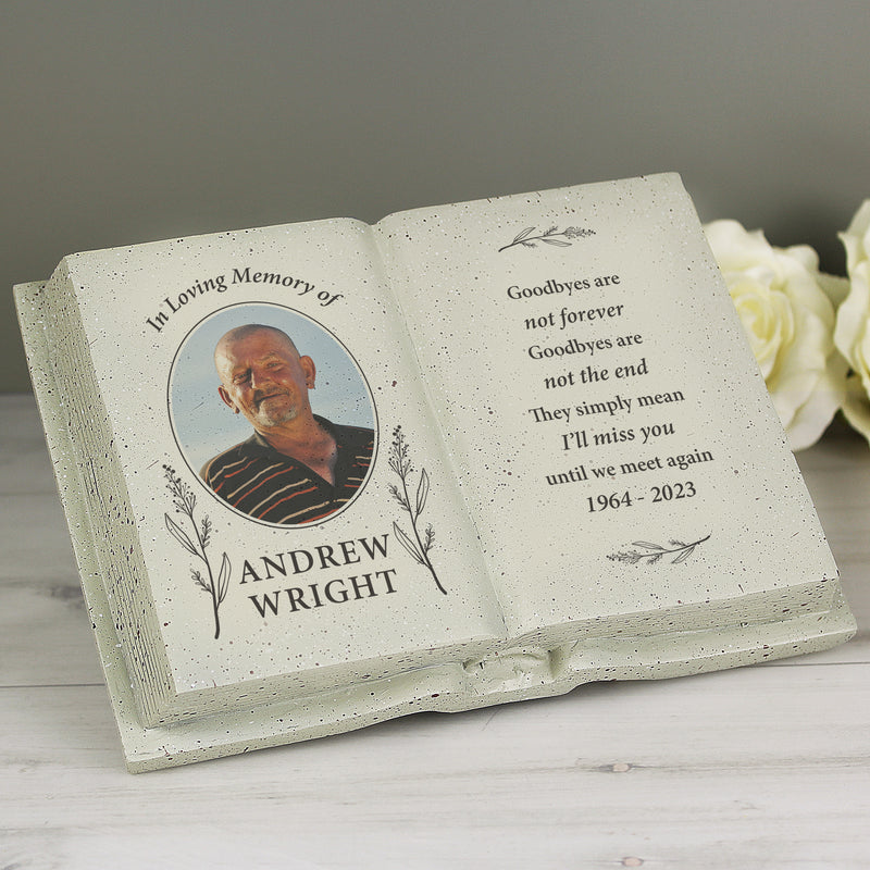 Personalised Botanical Memorial Photo Upload Gravestone Book