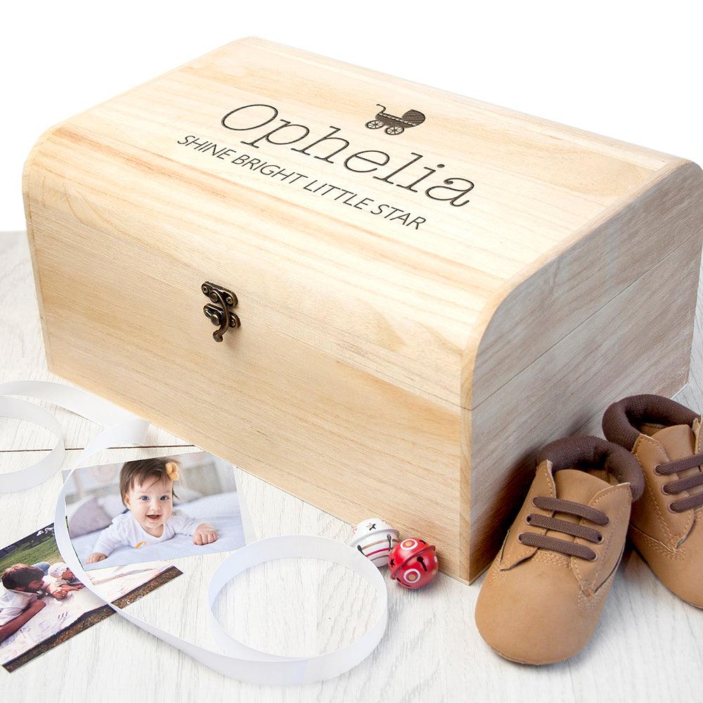 Personalised New Baby Pram Keepsake Chest Box | Gift