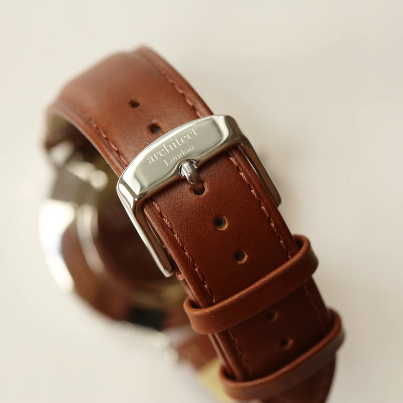 Handwriting Engraving Men's Architect Zephyr Watch With Walnut Strap