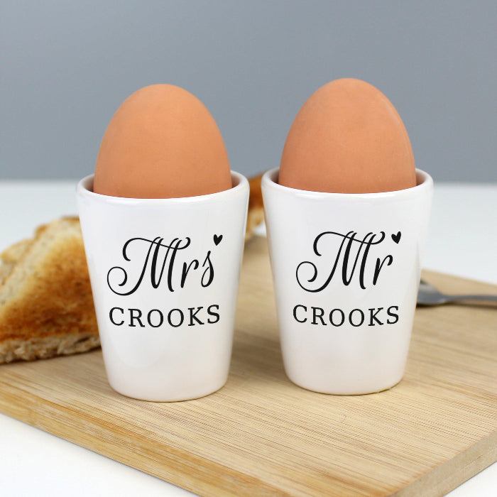 Personalised Mr & Mrs Egg Cups | Wedding Gift