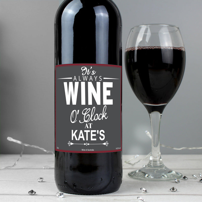 Personalised Wine O'Clock Red Wine Bottle