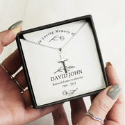 Personalised In Loving Memory Memorial Cross Sentiment Necklace and Box