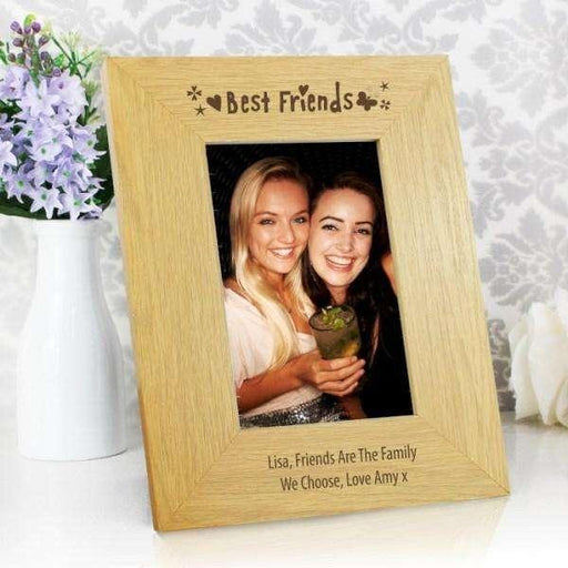 Personalised Oak Finish 4x6 Best Friends Photo Frame - Myhappymoments.co.uk