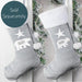 Personalised Polar Bear Luxury Silver Grey Christmas Stocking