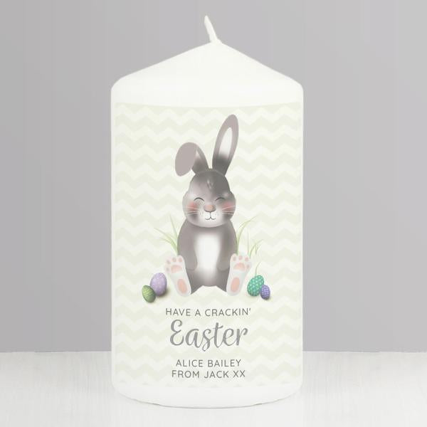 Personalised Easter Bunny Pillar Candle - Myhappymoments.co.uk