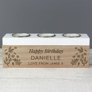 Personalised Floral Triple Tea Light Box