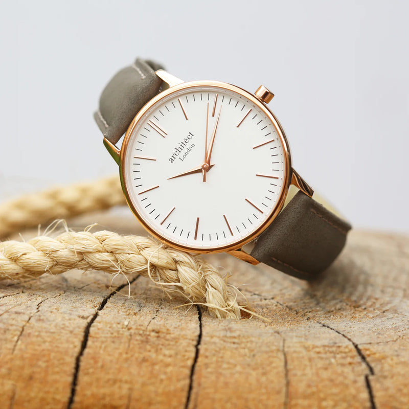 Personalised Ladies Architect Blanc Watch With Light Grey Strap