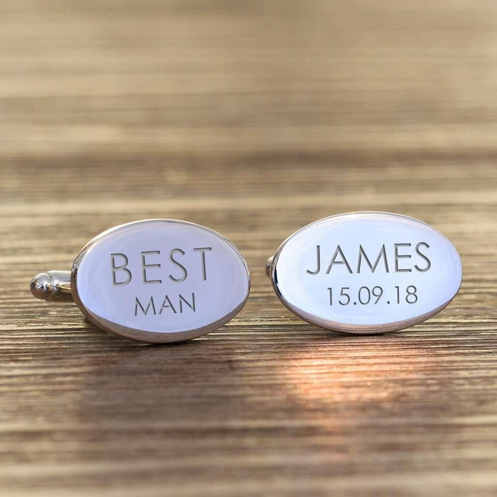 Personalised Best Man Oval Cufflinks - Myhappymoments.co.uk