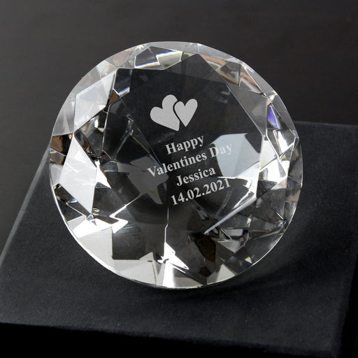 Personalised Hearts Diamond Paperweight - Anniversary - Wedding Gift