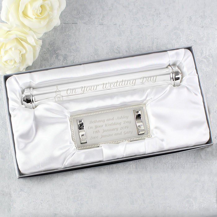 Personalised Wedding Silver Plated Certificate Holder - Myhappymoments.co.uk