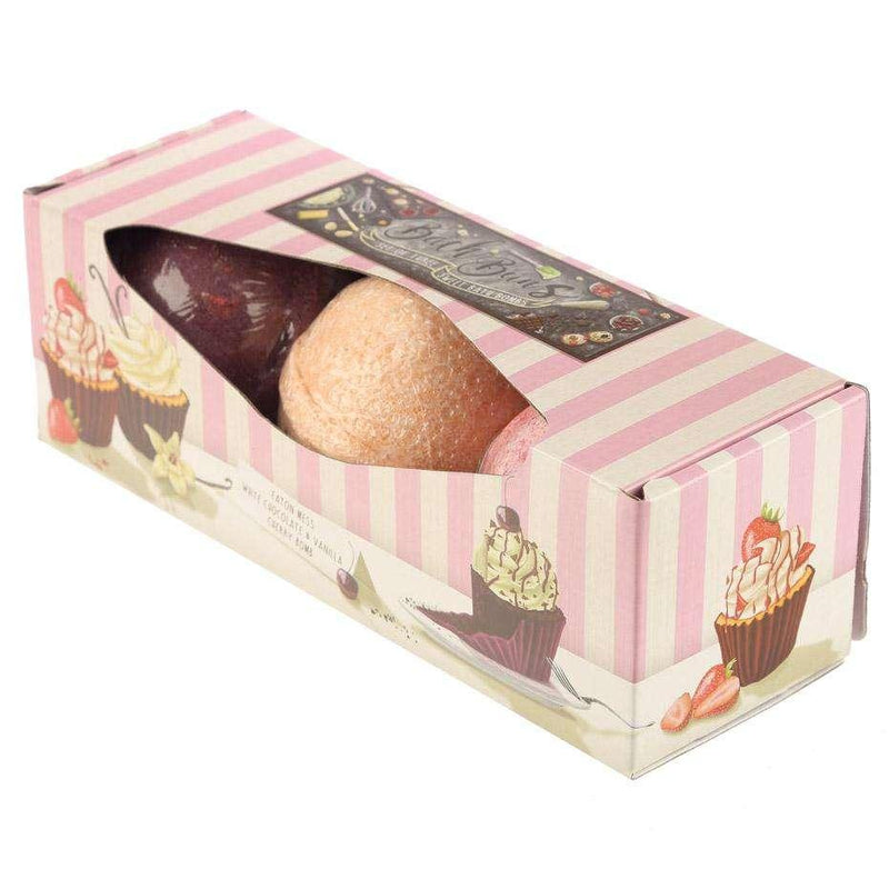 Set of 3 Cupcake Bath Buns Bath Bombs - Sweet Scents - Myhappymoments.co.uk