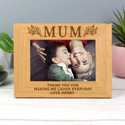 Personalised Floral Mum Oak Finish Photo Frame - 6x4