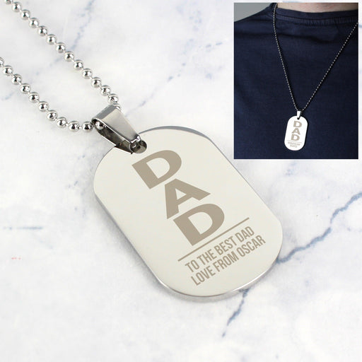 Personalised Dad Stainless Steel Dog Tag Necklace - Myhappymoments.co.uk