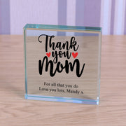 Personalised Thank You Mum Glass Block