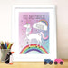 Personalised Unicorn White Framed Poster Print - Myhappymoments.co.uk