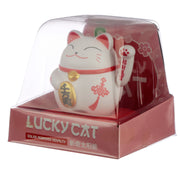 Waving Lucky Cat Solar Dashboard Pal - White