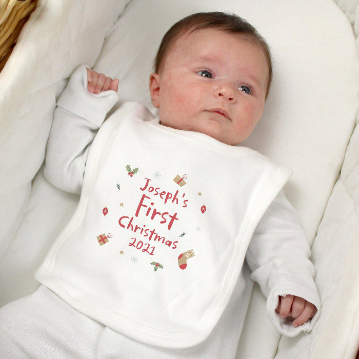 Personalised Baby Bib - First Christmas