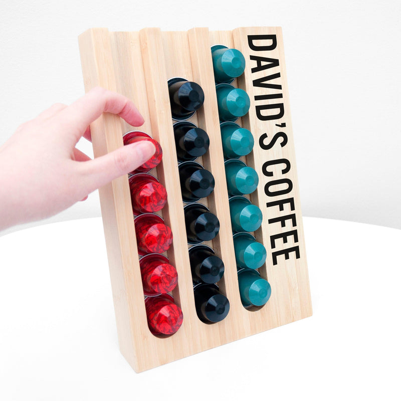 Personalised Bamboo Nespresso Coffee Pod Holder