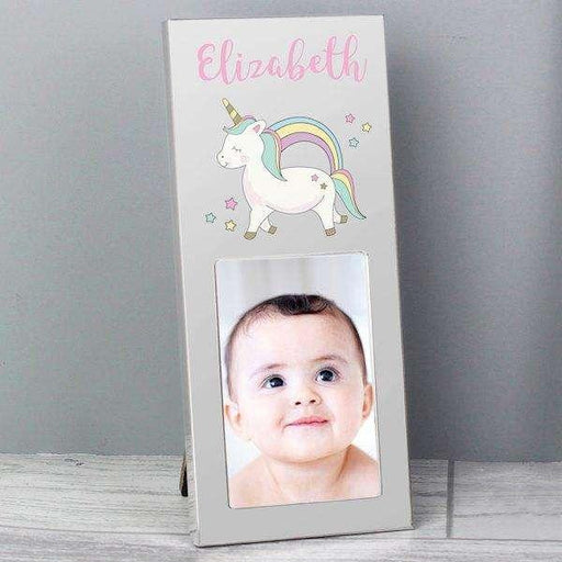 Personalised Baby Unicorn Aluminium Photo Frame 2x3 - Myhappymoments.co.uk