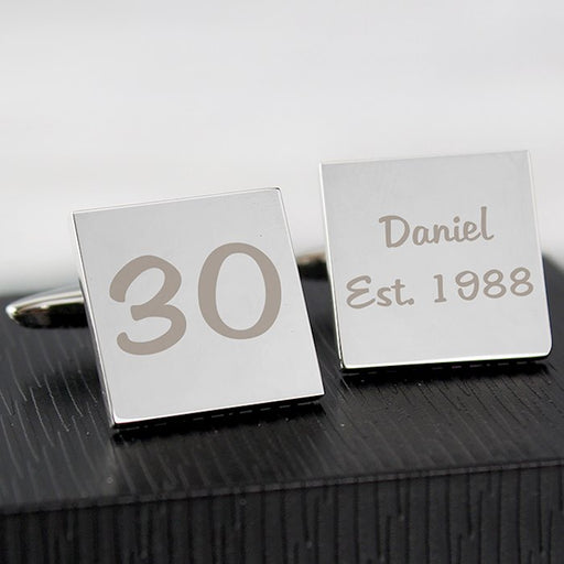 Personalised Birthday Age Square Cufflinks - Myhappymoments.co.uk