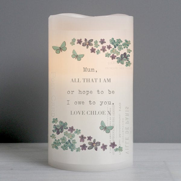 Personalised Forget Me Not LED Candle - Myhappymoments.co.uk