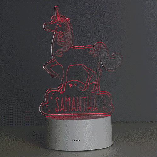 Personalised Unicorn LED Colour Changing Night Light - Myhappymoments.co.uk