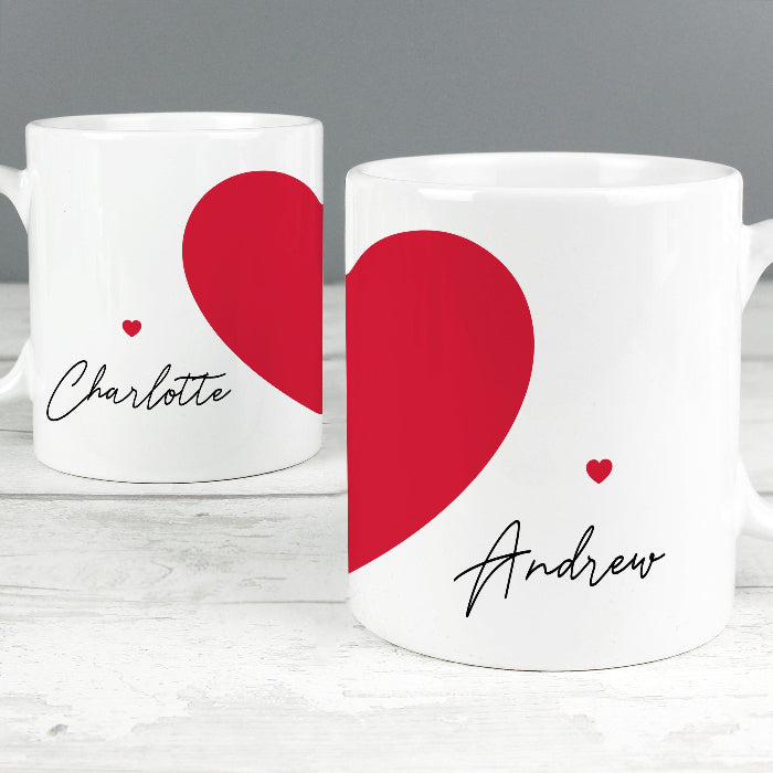 Personalised Two Hearts Couples Mug Set