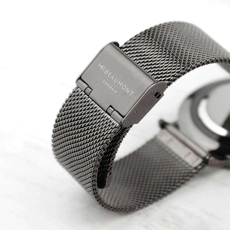Engraved Men's Metallic Charcoal Grey Mr Beaumont Watch - Myhappymoments.co.uk
