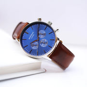 Personalised Men's Architect Motivator Watch With Walnut Strap