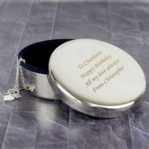 Personalised Round Trinket Box - Myhappymoments.co.uk
