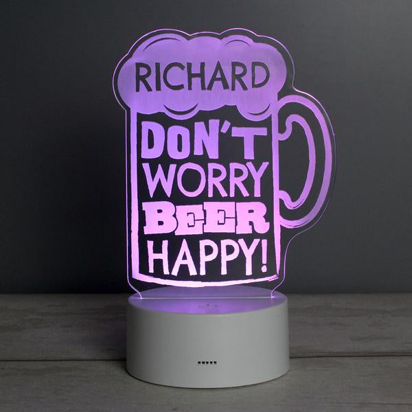 Personalised Beer Happy LED Colour Changing Light - Myhappymoments.co.uk