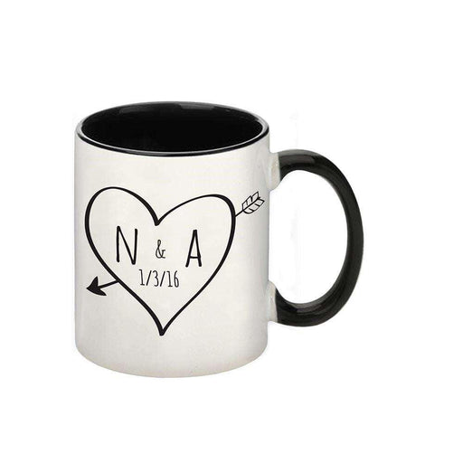 Personalised Sketch Heart Initials Love Mug - Myhappymoments.co.uk
