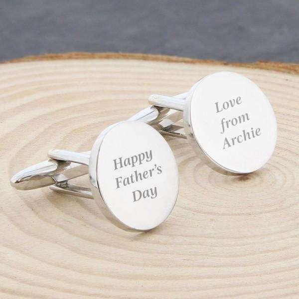 Personalised Any Message Round Cufflinks - Myhappymoments.co.uk