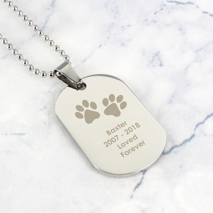Personalised Pawprints Dog Cat Memorial Dog Tag Necklace - Myhappymoments.co.uk
