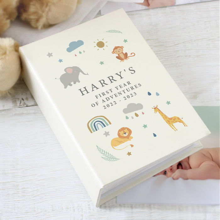 Personalised Safari Animals Baby Photo Album with Sleeves - 6x4