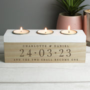 Personalised Wedding Day Triple Tea Light Box