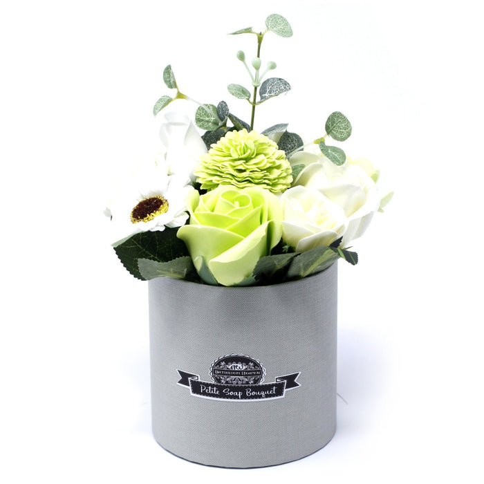 Soap Flower Bouquet Petite Gift Pot - Pastel Greens