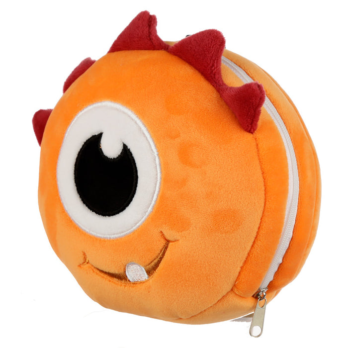 Relaxeazzz Orange Monster Round Plush Travel Pillow & Eye Mask