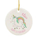 Personalised Baby Unicorn Round Hanging Decoration - Myhappymoments.co.uk
