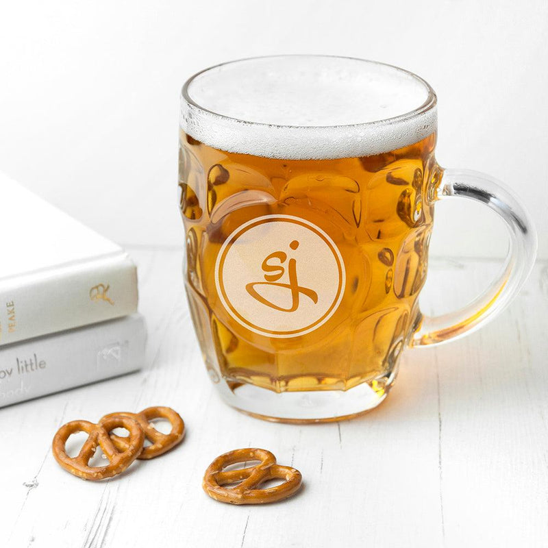 Personalised Round Monogrammed Dimpled Beer Glass