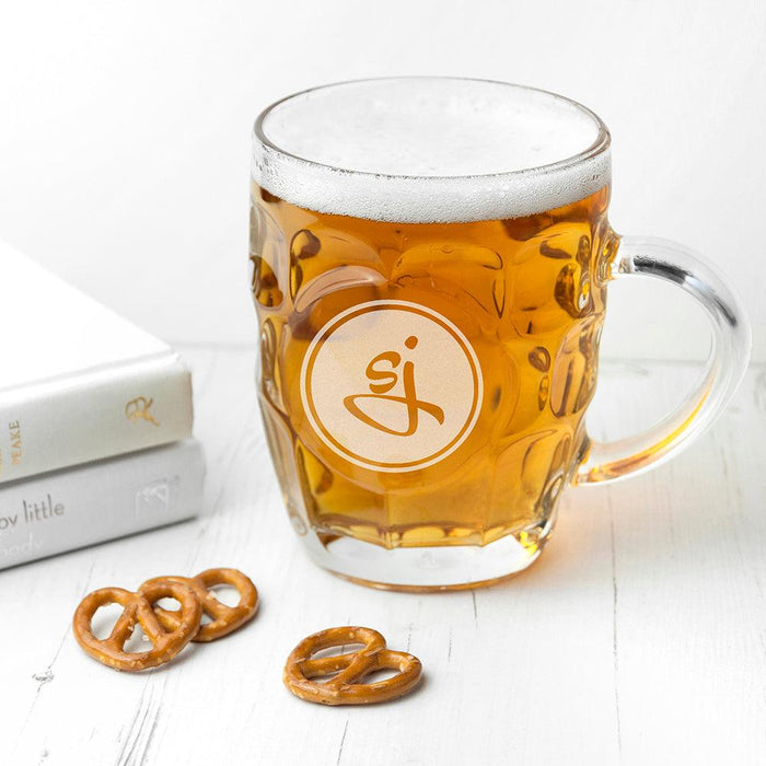 Personalised Round Monogrammed Dimpled Beer Glass