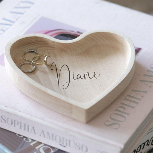 Personalised Script Name Heart Wooden Trinket Dish