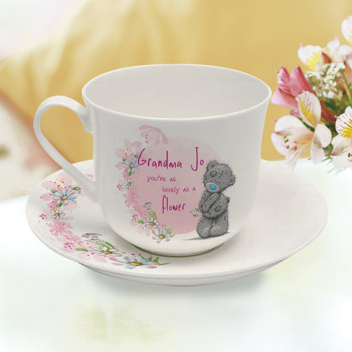 Personalised Me To You Lovely As A Flower Cup & Saucer
