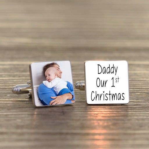 Daddy Our 1st Christmas Photo Cufflinks - Myhappymoments.co.uk