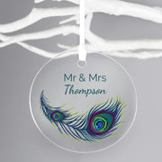 Personalised Peacock Round Acrylic Decoration