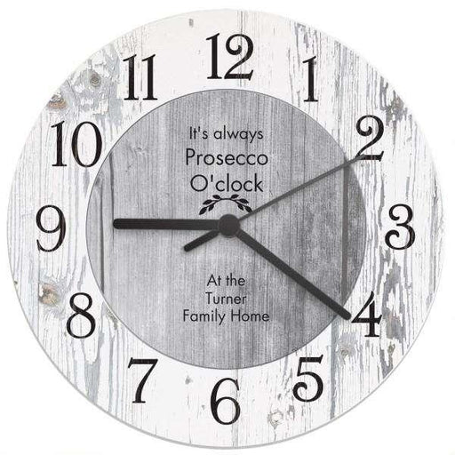 Personalised Any Message Shabby Chic Large Wooden Clock - Myhappymoments.co.uk