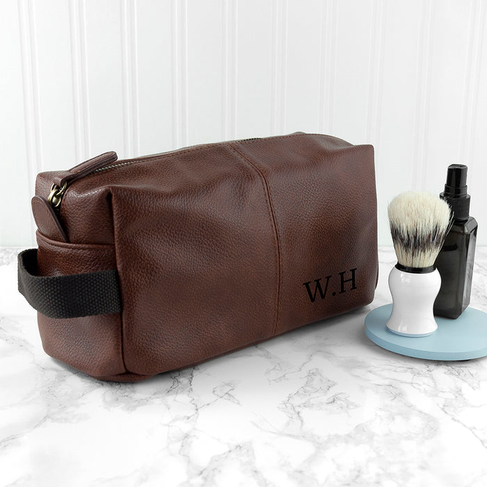 Personalised Luxury Vintage Style Men’s Wash Bag - Brown