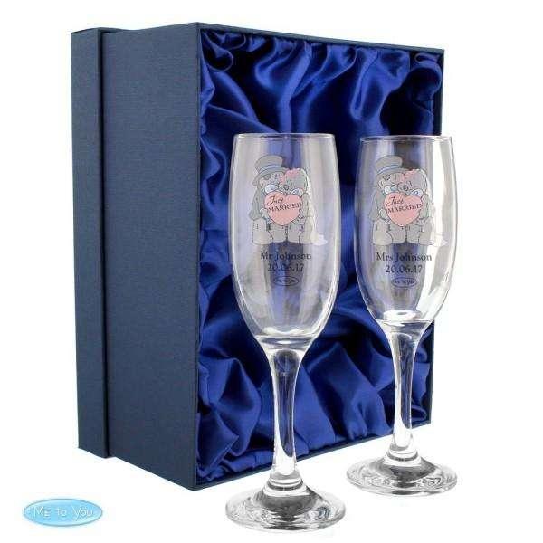Personalised Me To You Wedding Pair of Flutes with Gift Box - Myhappymoments.co.uk