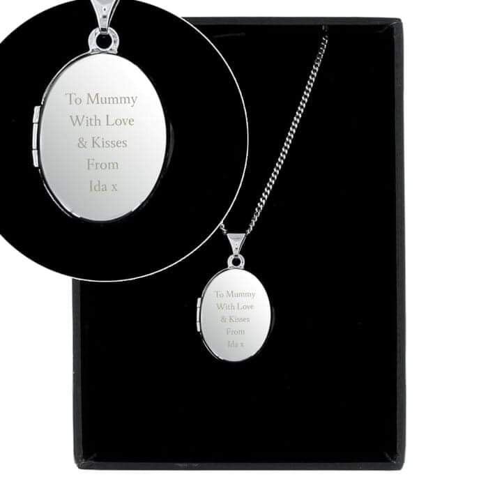 Personalised Sterling Silver Oval Locket Necklace - Myhappymoments.co.uk